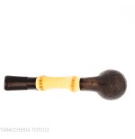Tsuge Bamboo half bent schwarz sandgestrahlte Tabakpfeife - Tabakpfeifen