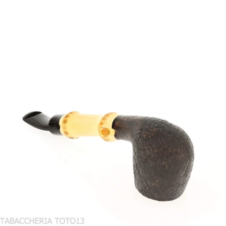 Tsuge Bamboo half bent pipa de tabaco con chorro de arena negro - Pipas de Tabaco