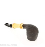 Tsuge Bamboo half bent pipe de tabac noir sablé - Pipe Pour le Tabac - Racine naturelle