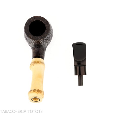 Tsuge Bamboo half bent pipa de tabaco con chorro de arena negro - Pipas de Tabaco