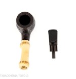 Tsuge Bamboo half bent schwarz sandgestrahlte Tabakpfeife - Tabakpfeifen
