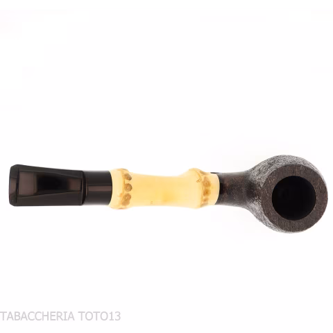 Tsuge Bamboo half bent Billiard sabbiata nera - Pipe