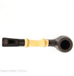 Tsuge Bamboo half bent pipa de tabaco con chorro de arena negro - Pipas de Tabaco