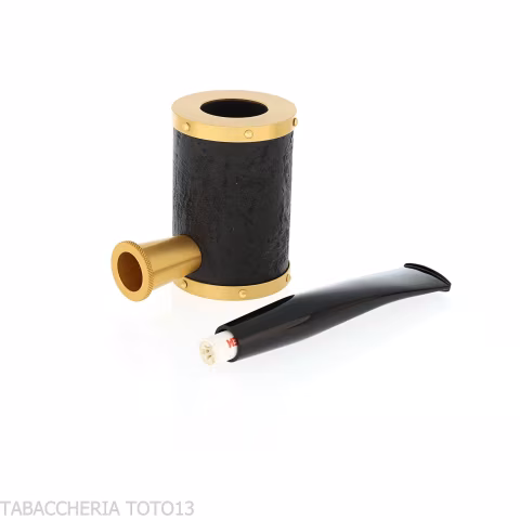 Tsuge pipa Yoroi G9 black and gold sandblasted tobacco pipe - Tobacco Pipes - Natural root