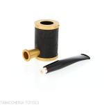 Tsuge pipa Yoroi G9 pipe à tabac sablée noire et dorée - Pipe Pour le Tabac - Racine naturelle