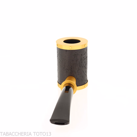 Tsuge pipa Yoroi G9 schwarz und gold sandgestrahlte Tabakpfeife - Tabakpfeifen