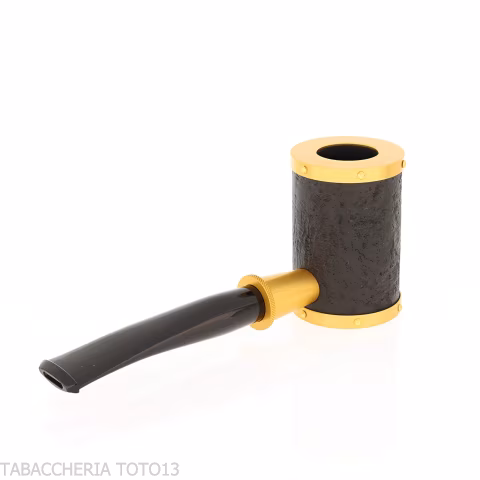 Tsuge pipa Yoroi G9 black and gold sandblasted tobacco pipe - Tobacco Pipes - Natural root