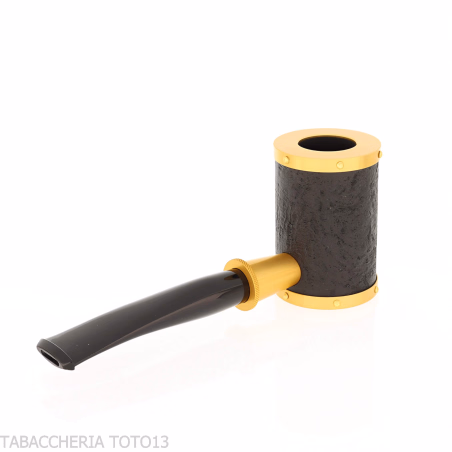 Tsuge pipa Yoroi G9 pipa de tabaco con chorro de arena negra y dorada - Pipas de Tabaco
