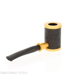Tsuge pipa Yoroi G9 schwarz und gold sandgestrahlte Tabakpfeife - Tabakpfeifen