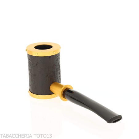Tsuge pipa Yoroi G9 pipa de tabaco con chorro de arena negra y dorada - Pipas de Tabaco