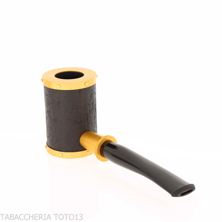 Tsuge pipa Yoroi G9 schwarz und gold sandgestrahlte Tabakpfeife - Tabakpfeifen