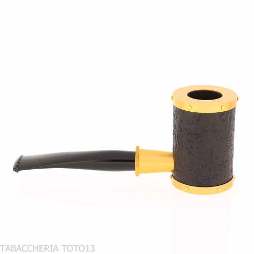 Tsuge pipa Yoroi G9 pipa de tabaco con chorro de arena negra y dorada-Tsuge
