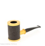 Tsuge pipa Yoroi G9 schwarz und gold sandgestrahlte Tabakpfeife - Tabakpfeifen