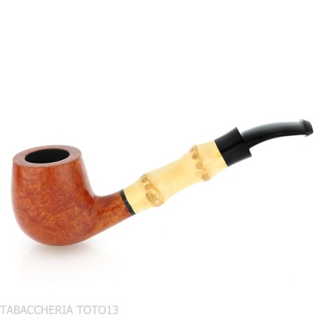 Tsuge Bamboo pipa half bent billiard raíz natural clara - Pipas de Tabaco