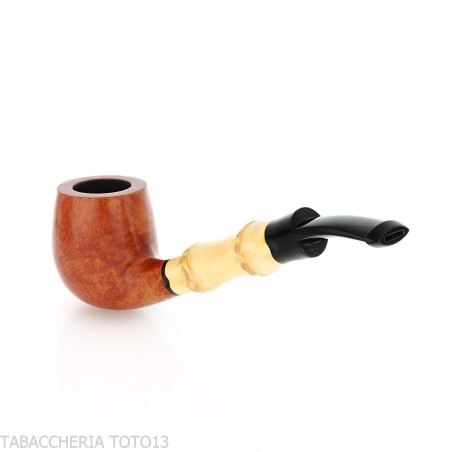 Tsuge Bamboo pipe half bent billiard racine naturelle légère - Pipe Pour le Tabac