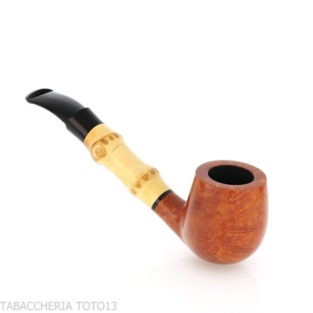 Tsuge Bamboo pipa half bent billiard raíz natural clara - Pipas de Tabaco