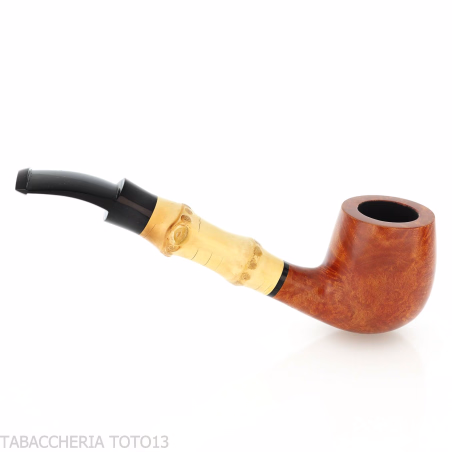 Tsuge Bamboo half bent Billiard radica naturale chiara - Pipe