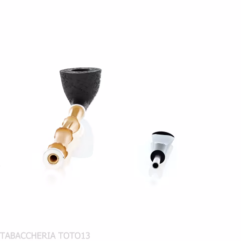 Tsuge Ichirin Bamboo Straight Doublin schwarz sandgestrahlt mit Ringen - Tabakpfeifen
