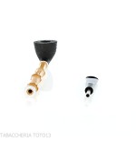 Tsuge Ichirin Bamboo Straight Doublin black sandblasted with rings - Tobacco Pipes - Natural root