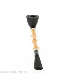 Tsuge Ichirin Bamboo Straight Doublin black sandblasted with rings - Tobacco Pipes - Natural root