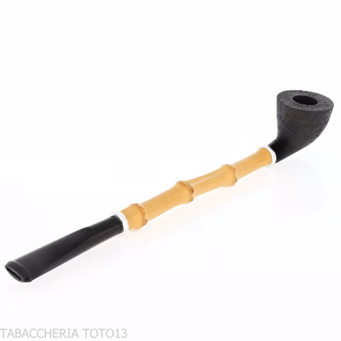 Tsuge Ichirin Bamboo Straight Doublin schwarz sandgestrahlt mit Ringen - Tabakpfeifen