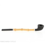 Tsuge Ichirin Bamboo Straight Doublin sabbiata nera con ghiere - Pipe