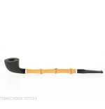 Tsuge Ichirin Bamboo Straight Doublin noir sablé avec anneaux - Pipe Pour le Tabac - Racine naturelle