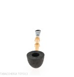 Tsuge Ichirin Bamboo Straight Doublin sabbiata nera con ghiere - Pipe