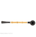 Tsuge Ichirin Bamboo Straight Doublin noir sablé avec anneaux - Pipe Pour le Tabac - Racine naturelle