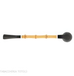 Tsuge Ichirin Bamboo Straight Doublin sabbiata nera con ghiere - Pipe