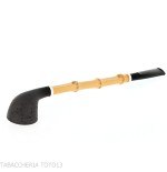 Tsuge Ichirin Bamboo Straight Doublin schwarz sandgestrahlt mit Ringen - Tabakpfeifen