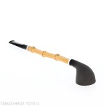 Tsuge Ichirin Bamboo Straight Doublin schwarz sandgestrahlt mit Ringen - Tabakpfeifen