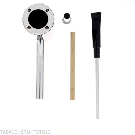 Pipe Tsuge e-star System en bruyère et carbone Concept Churchwarden - Pipe Pour le Tabac - Racine naturelle