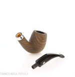 Pipe Chacom forme billard courbé en bruyère fossilisée - Pipe Pour le Tabac - Bois fossile