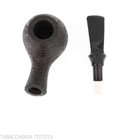 Pipa Tsuge Kaga 901 G9 Curvada Brandy de Brie Negro Arenado con Filtro de 9 mm - Pipas de Tabaco