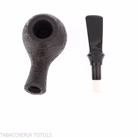 Tsuge Kaga 901 G9 Bent Brandy Black Sandblasted Briar with 9mm Filter - Tobacco Pipes - Natural root