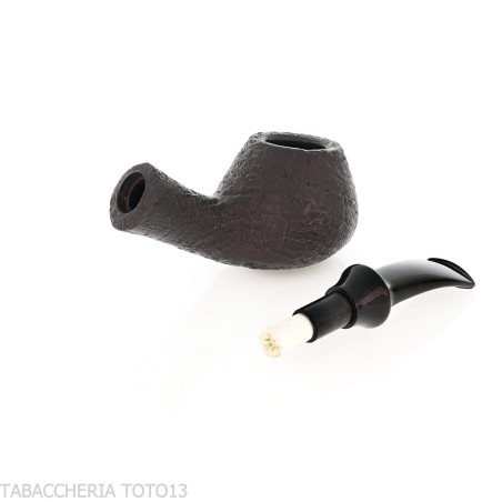 Tsuge Kaga 901 G9 Bent Brandy, schwarz sandgestrahltes Bruyèreholz mit 9-mm-Filter - Tabakpfeifen