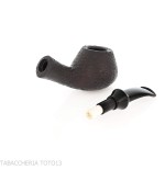 Tsuge Kaga 901 G9 Bent Brandy, schwarz sandgestrahltes Bruyèreholz mit 9-mm-Filter - Tabakpfeifen
