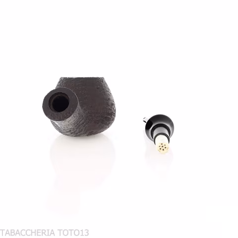 Tsuge Kaga 901 G9 Bent Brandy Black Sandblasted Briar with 9mm Filter - Tobacco Pipes - Natural root