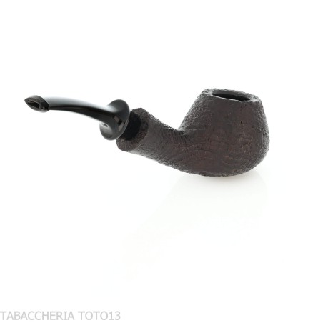 Pipa Tsuge Kaga 901 G9 Curvada Brandy de Brie Negro Arenado con Filtro de 9 mm - Pipas de Tabaco