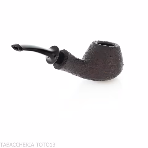 Tsuge Kaga 901 G9 Bent Brandy Black Sandblasted Briar with 9mm Filter - Tobacco Pipes - Natural root