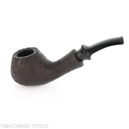 Pipa Tsuge Kaga 901 G9 Curvada Brandy de Brie Negro Arenado con Filtro de 9 mm - Pipas de Tabaco