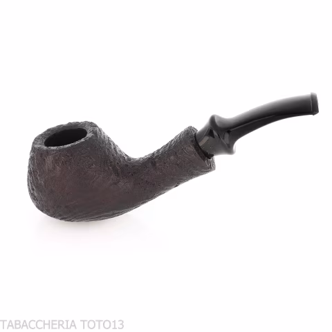 Tsuge Kaga 901 G9 Bent Brandy Black Sandblasted Briar with 9mm Filter - Tobacco Pipes - Natural root