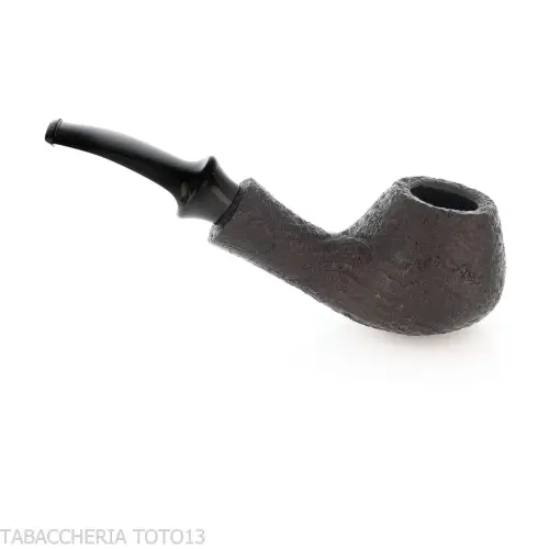 Tsuge Kaga 901 G9 Bent Brandy Black Sandblasted Briar with 9mm Filter - Tobacco Pipes - Natural root