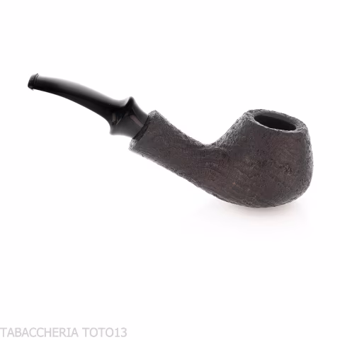 Tsuge Kaga 901 G9 Bent Brandy Black Sandblasted Briar with 9mm Filter - Tobacco Pipes - Natural root
