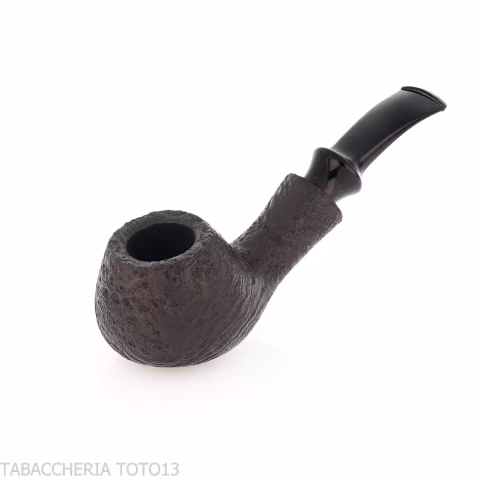 Tsuge Kaga 901 G9 Bent Brandy Black Sandblasted Briar with 9mm Filter - Tobacco Pipes - Natural root