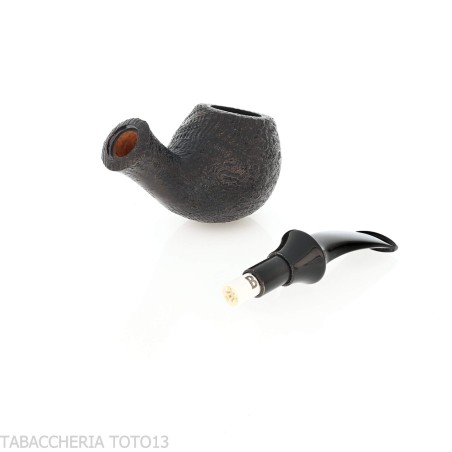 Tsuge Kaga 904 bent Apple briar noir sablé avec filtre de 9 mm - Pipe Pour le Tabac - Racine naturelle