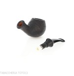 Tsuge Kaga 904 bent Apple schwarz geschliffener Bruyère mit 9 mm Filter - Tabakpfeifen