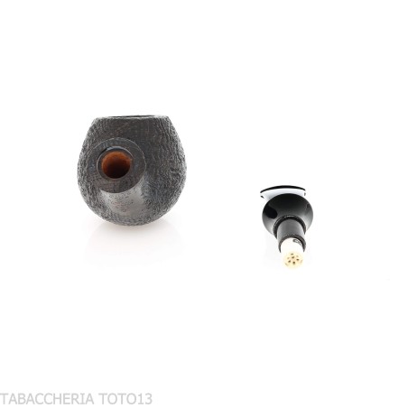 Tsuge Kaga 904 bent Apple Briar de arena negra con filtro de 9 mm - Pipas de Tabaco