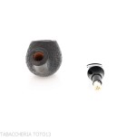 Tsuge Kaga 904 bent Apple radica sabbiata nera con filtro 9 mm - Pipe